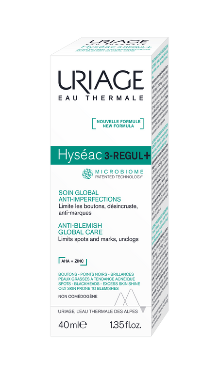 Uriage Hyseac 3-Regul + 40ml Limits Excess Sebum, Eliminate Blackhead for Oily to Combination Skin