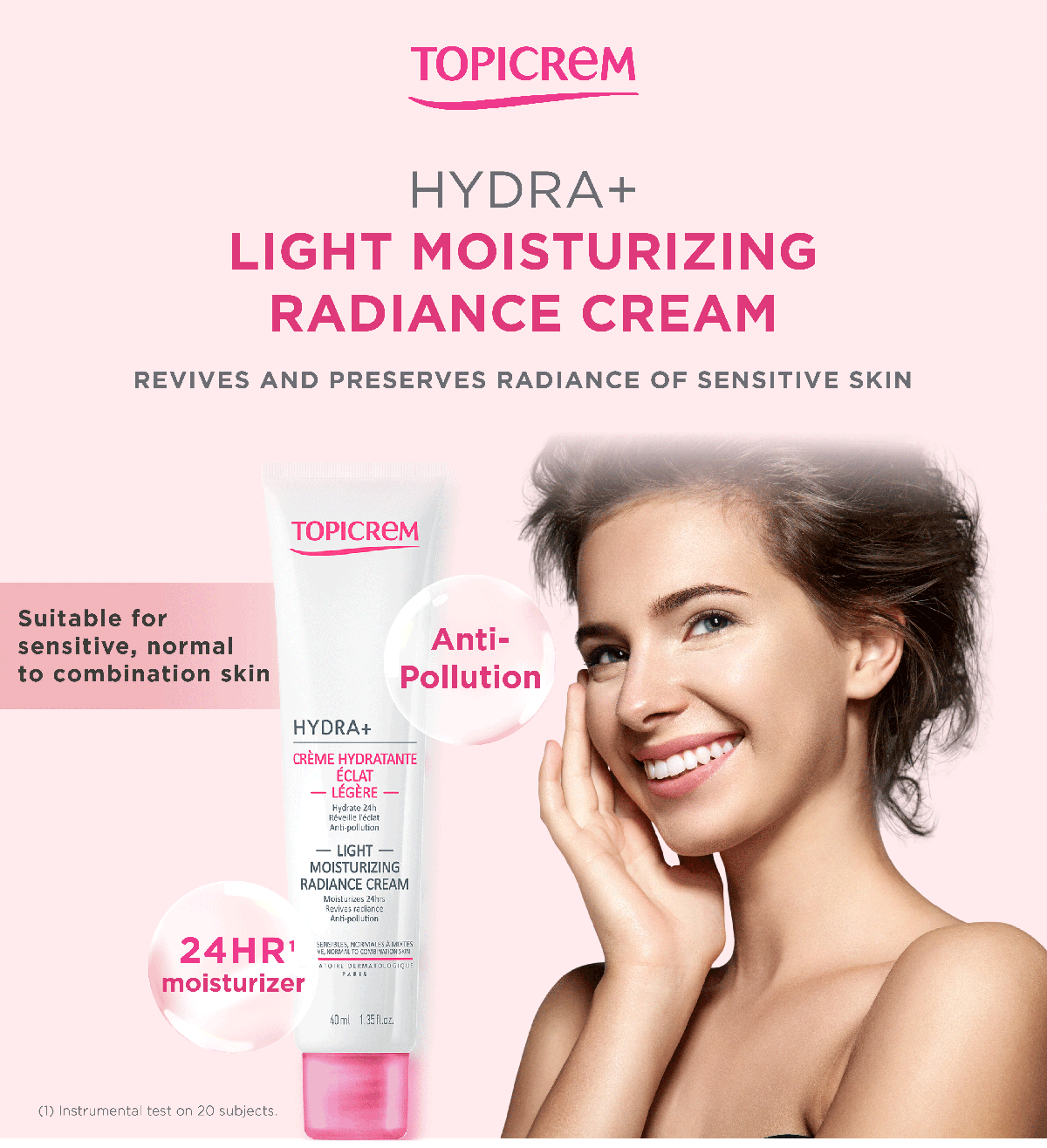 Topicrem Hydra + Light Moisturizing Radiance Cream 40ml