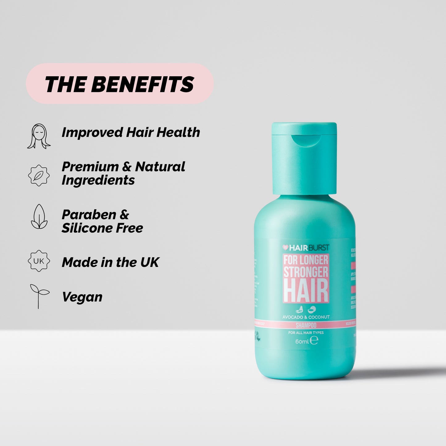 Hairburst Mini Shampoo for Longer, Stronger Hair 60ml (Expiration: April 2024)