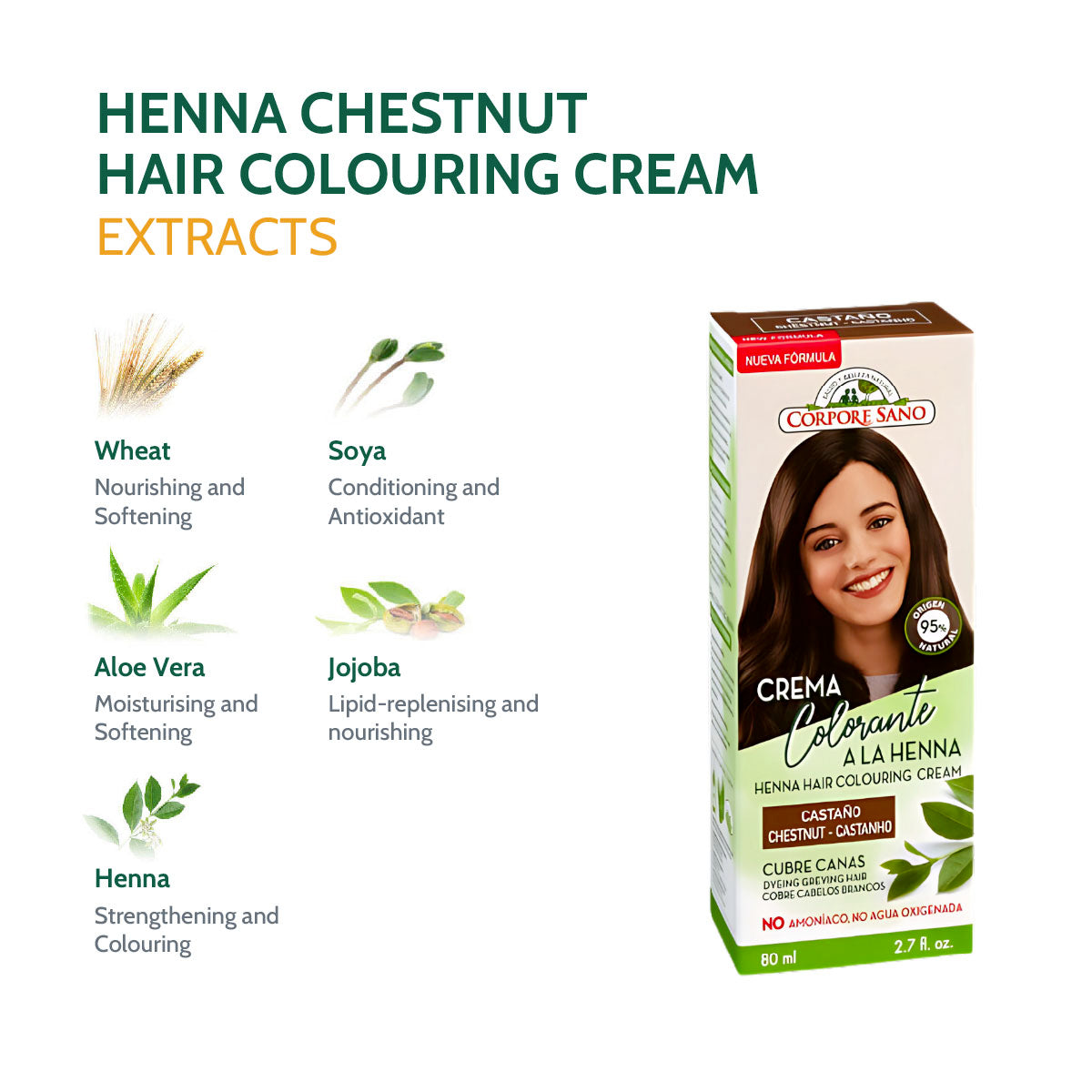 Corpore Sano Henna Colouring Cream - Chestnut 80ml (Exp. Jun 2025)
