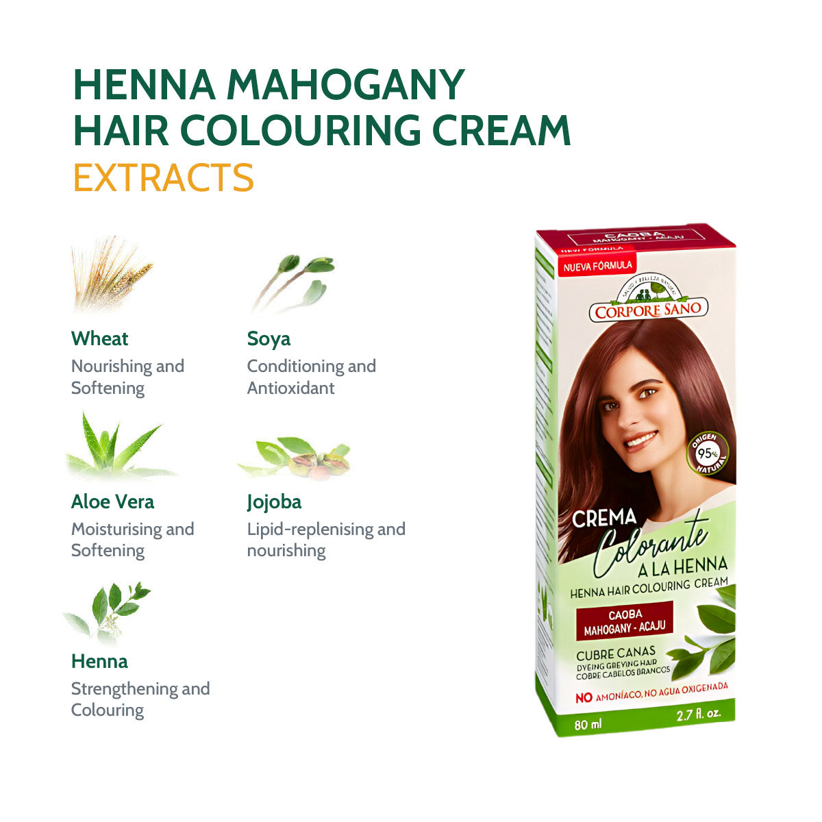 Corpore Sano Henna Colouring Cream - Mahogany 80ml (Exp. Mar 2025)
