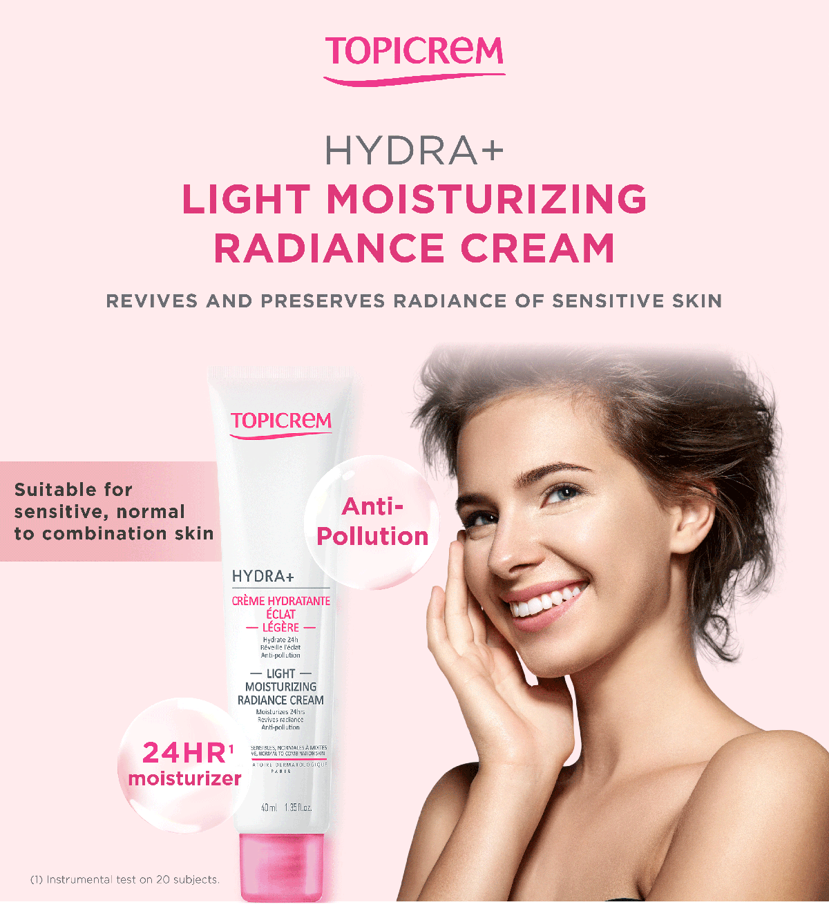 Topicrem Hydra+ Light Moisturizing Radiance Cream (40ml)