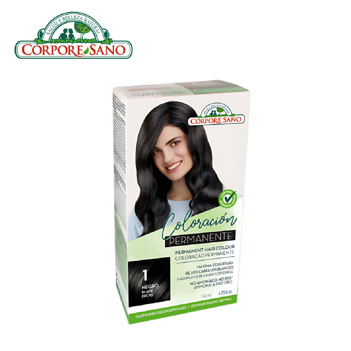 Corpore Sano Permanent Hair Colour 1 - Black 140ml (Exp. Feb 2025)