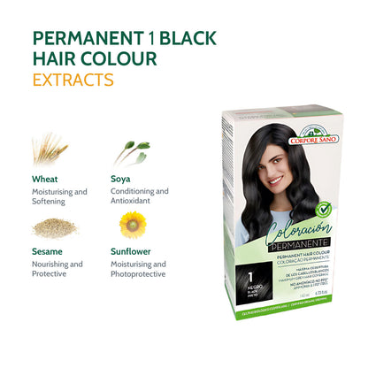 Corpore Sano Permanent Hair Colour 1 - Black 140ml (Exp. Feb 2025)