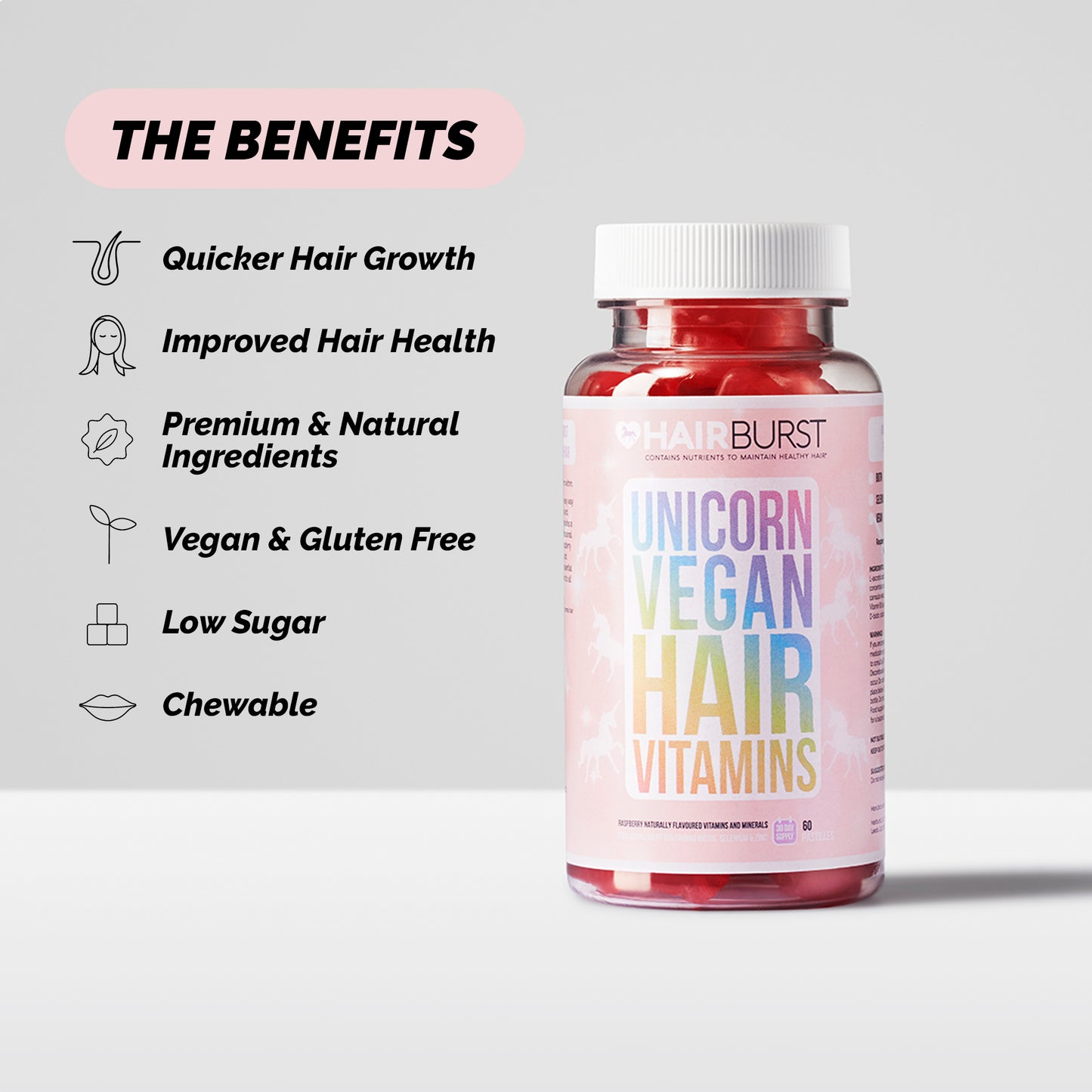 Hairburst Chewable Unicorn Vegan Vitamins (60 pastilles)